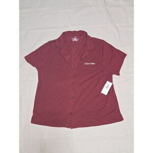 Calvin Klein Sleepwear Women's Maroon Short Sleeve Shirt‎ Size XL Retail $84